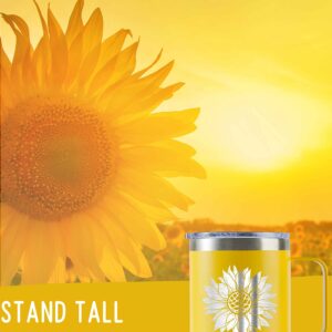 Onebttl Sunflower Gifts for Sunflower Lovers, 12oz Insulated Stainless Steel Coffee Mug with Lids, Best Sunflower Gifts for Best Friend, Christmas, Birthday