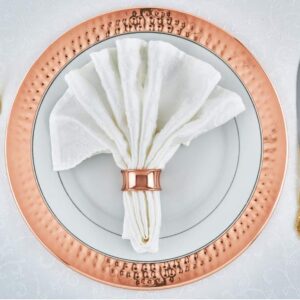 Colleta Home Copper Charger Plates - 6 Pack - 13 inch Rose Gold Charger Plates with Hammered Rim - Copper Charger Plate Set