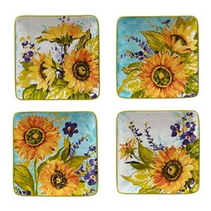 certified international sun garden 6" canape/luncheon plates, set of 4, multicolor