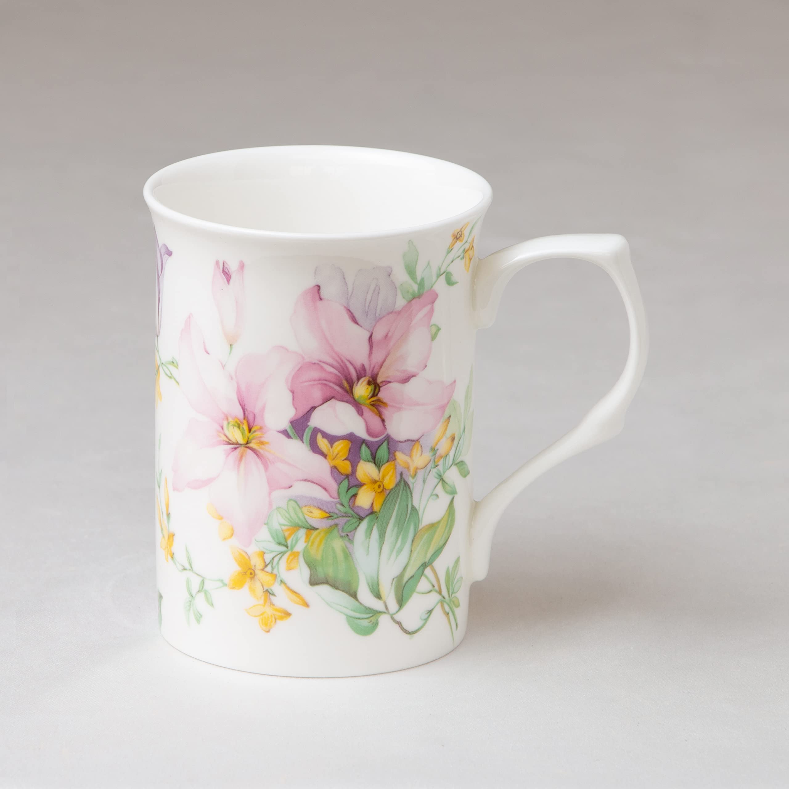 Grace Teaware Bone China Coffee Tea Mugs 9-Ounce, Assorted Set of 4 (Spring Floral)