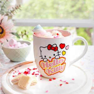 Silver Buffalo Sanrio Hello Kitty Hearts Ceramic Mug | Holds 18 Ounces