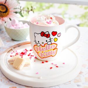 Silver Buffalo Sanrio Hello Kitty Hearts Ceramic Mug | Holds 18 Ounces