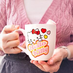 Silver Buffalo Sanrio Hello Kitty Hearts Ceramic Mug | Holds 18 Ounces