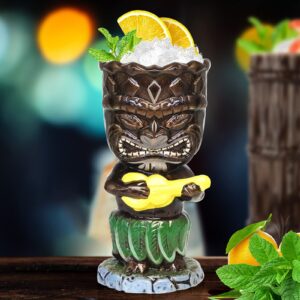 SuproBarware Tiki Mugs Set 4pcs Ceramic Mug Tropical Tiki Mug Hawaiian Cocktail Drink Mug (4pcs Set)