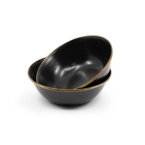 barebones enamel bowls- dishes set of 2- formal enamel bowl and enamelware set for camping and everyday use- charcoal