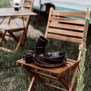 Barebones Enamel Bowls- Dishes Set of 2- Formal Enamel Bowl and Enamelware Set for Camping and Everyday Use- Charcoal