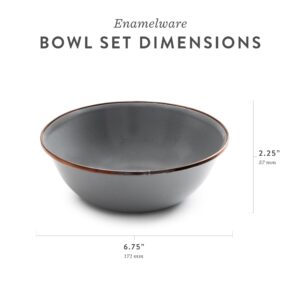 Barebones Enamel Bowls- Dishes Set of 2- Formal Enamel Bowl and Enamelware Set for Camping and Everyday Use- Charcoal