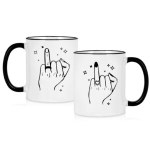 maustic wedding gifts, engagement gifts for couples bride and groom, ring finger mug, bridal shower gifts, newlywed anniversary presents for couples, just married gifts, mr and mrs gifts, mug set of 2