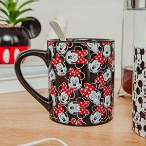 Disney Mickey and Minnie Classic Allover Faces Ceramic Mugs | Set of 2