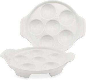 cornucopia white ceramic escargot plates (2-pack), 6.5-inch footed dishes, oven safe