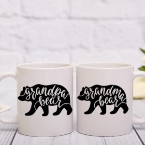 Grandma Bear Grandpa Bear - 11oz Best Grandma Grandpa Ever Grandparent Grandfather Grandmother Idea Couple Mugs Anniversary Coffee and Tea Cups Set Grandmother Grandfather, Grandchildren Son Daughter