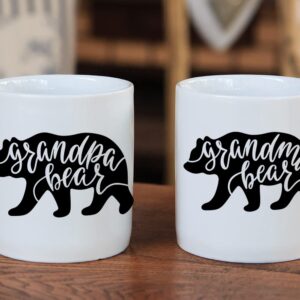 Grandma Bear Grandpa Bear - 11oz Best Grandma Grandpa Ever Grandparent Grandfather Grandmother Idea Couple Mugs Anniversary Coffee and Tea Cups Set Grandmother Grandfather, Grandchildren Son Daughter