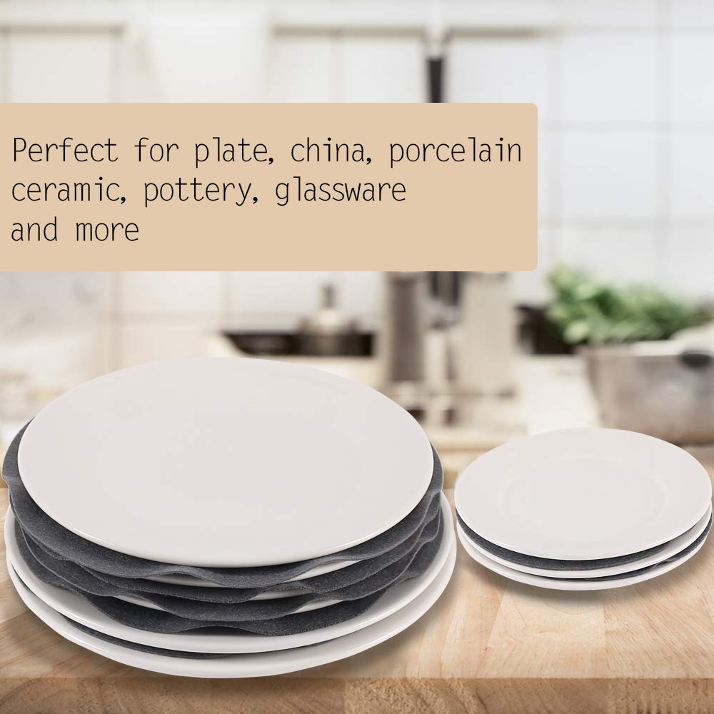 BYKITCHEN Dish Separators Protectors, Gray Dinner Plate Divider Pads, China Storage Protectors for Protecting and Stacking Your Cookware, 30 Pieces & 2 Different Size