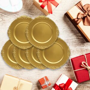 Leemxiiny Gold Charger Plates, 13" Elegant Plastic Set of 6 Chargers for Dinner Plates for Table Decoration, Wedding, Party, Thanksgiving, Christmas