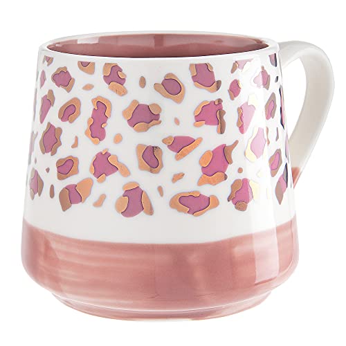 SHEFFIELD HOME Stoneware Coffee Mugs- Stylish and Trendy Leopard Printed Coffee Cups, Mugs for Tea, Latte Mug, and Hot Chocolate, 18 oz, (Pink Leopard)