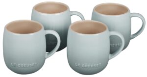 le creuset stoneware set of 4 heritage mugs, 13 oz. each, sea salt