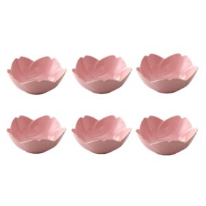 xigui japanese style soy sauce dishes set of 6, cherry blossom porcelain sauce dish seasoning dish sushi soy dipping bowl dessert bowl appetizer plates serving dish for kitchen home (pink)