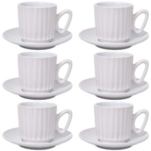 Bruntmor Christmas Gift Choice: Espresso Cups And Saucers Set Of 4. Small 4 Ounce Stackable Espresso Cups With Rack. Stacking Espresso Coffee Cup Of 4. Matte Black/Colored Interior, 4 Oz