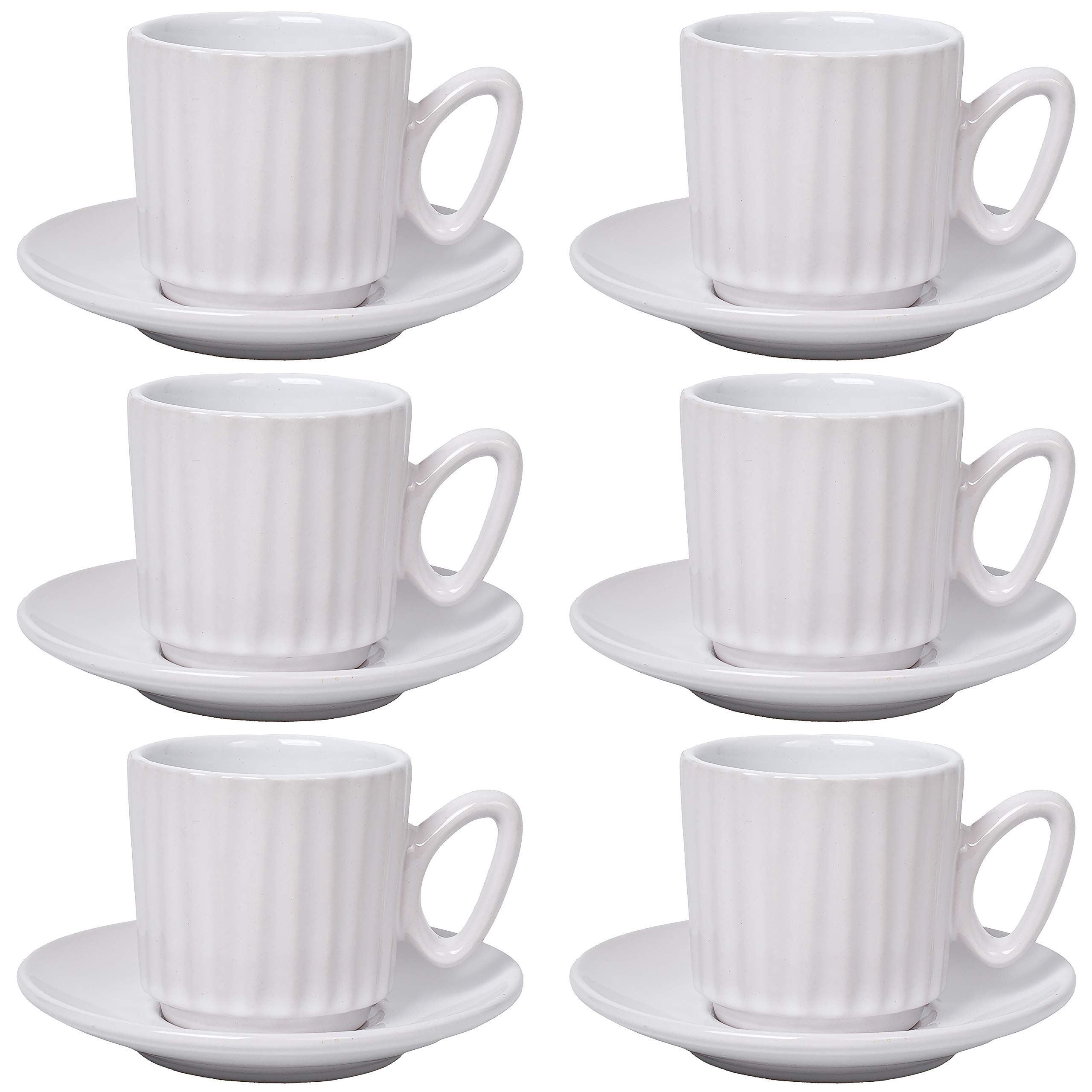 Bruntmor Christmas Gift Choice: Espresso Cups And Saucers Set Of 4. Small 4 Ounce Stackable Espresso Cups With Rack. Stacking Espresso Coffee Cup Of 4. Matte Black/Colored Interior, 4 Oz