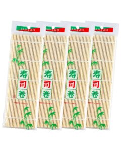 jialeey bamboo sushi rolling mat, 9.5x9.5 inch, 4 pcs set
