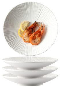 jusalpha japanese style porcelain dinner plates, versatile circular serving plates for breakfast, salad, steak dinner, pl018 (set of 4) (10.3 inches, white)