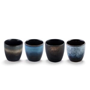 lxuwbd- ceramic teacup, kung fu tea set, coffee cup，yerba mate set - ceramic mate cupset of 4 (4-color, ceramic cups)