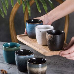 Lxuwbd- Ceramic Teacup, Kung Fu Tea Set, Coffee cup，Yerba Mate Set - Ceramic Mate CupSet of 4 (4-color, Ceramic cups)