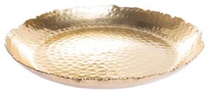 red co. golden round hammered metal decorative serving tray with jagged rim – 13”
