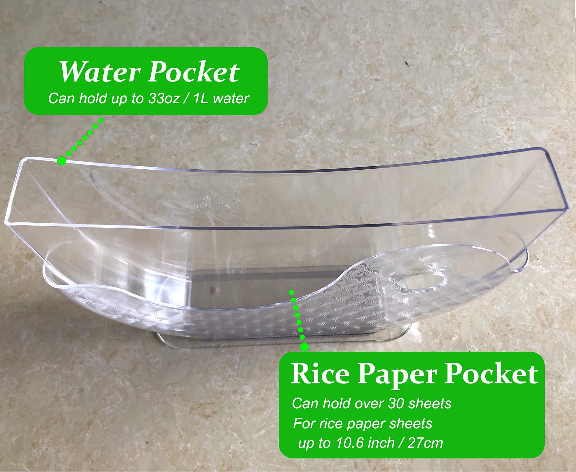 Mcvomv Rice Paper spring roll wrappers water bowl holder summer roll water bowl Water Bowl for soaking Rice Paper - egg rolls, making Fresh Spring Rolls (Rice Paper Not Included)