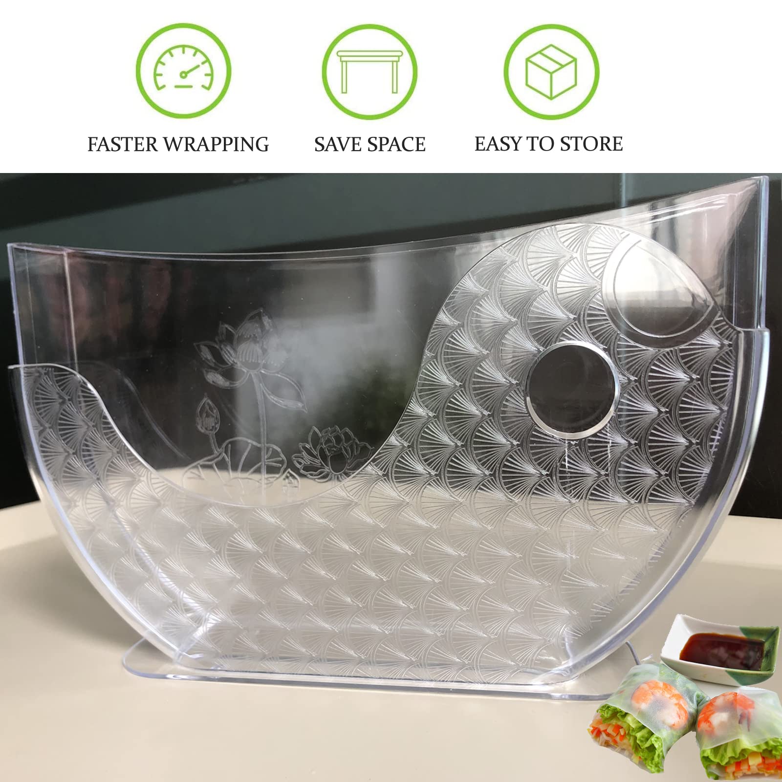 Mcvomv Rice Paper spring roll wrappers water bowl holder summer roll water bowl Water Bowl for soaking Rice Paper - egg rolls, making Fresh Spring Rolls (Rice Paper Not Included)