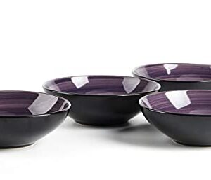 HomeVss, Stoneware Sonoma 16pc Dinnerware Set, Black + Speckled Spin Wash Purple, 16pc Set