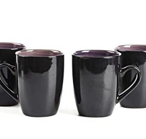 HomeVss, Stoneware Sonoma 16pc Dinnerware Set, Black + Speckled Spin Wash Purple, 16pc Set