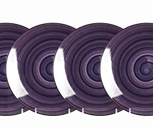 HomeVss, Stoneware Sonoma 16pc Dinnerware Set, Black + Speckled Spin Wash Purple, 16pc Set