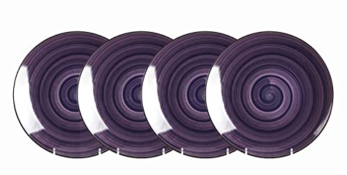 HomeVss, Stoneware Sonoma 16pc Dinnerware Set, Black + Speckled Spin Wash Purple, 16pc Set