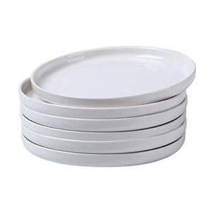 ceramic dinner plates set of 6, 9.8 inch ceramic plates, porcelain round dinner plates, plate set-dessert salad appetizer pizza pasta round kitchen ceramic serving dishes, salad plates, white plates
