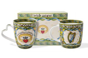 royal tara irish bone china cup set(irish claddagh and harp) in a matching gift box from the irish weave collection