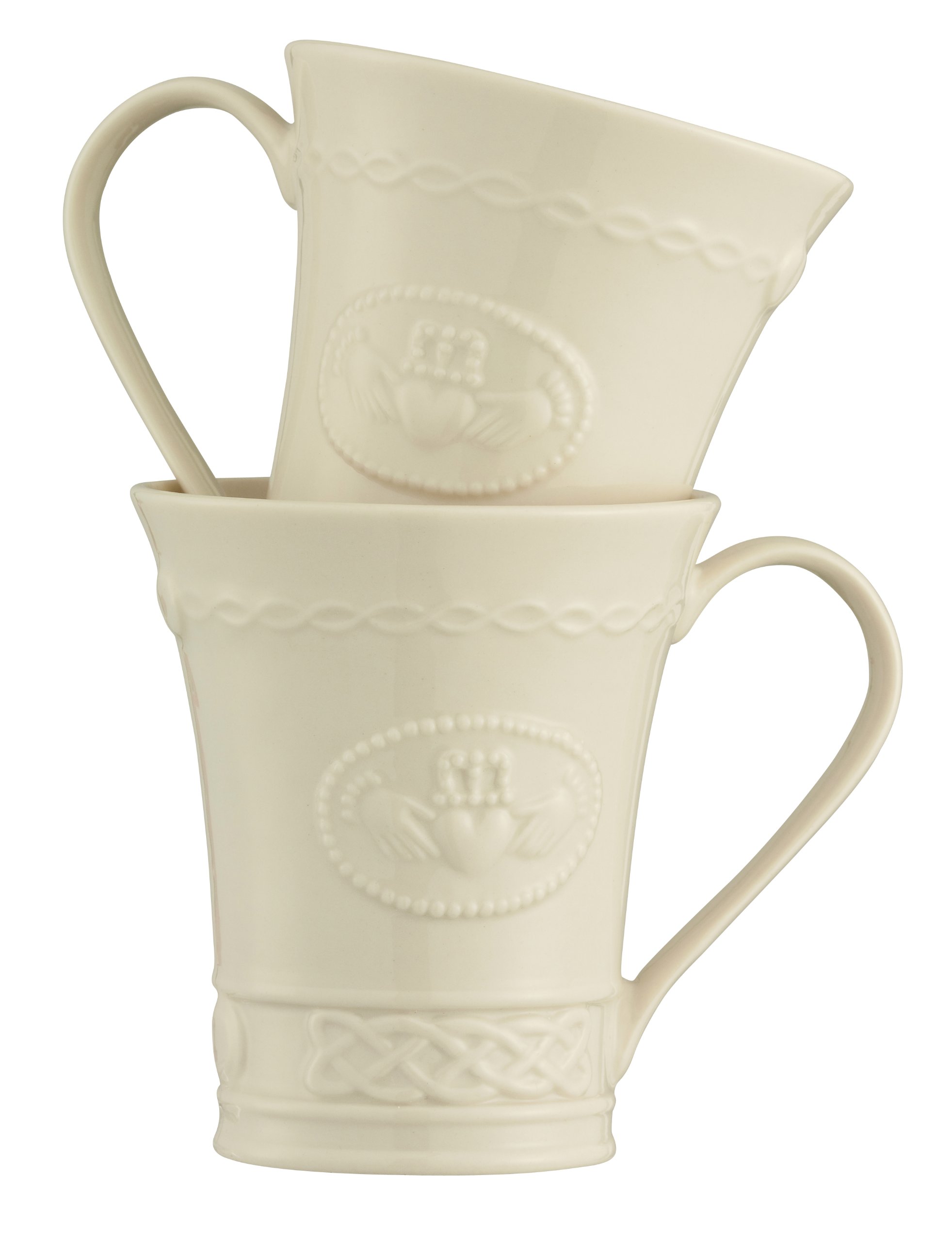 Belleek Group Claddagh Mug, 10-Ounce, Ivory, Set of 2