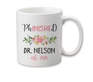 canary road phinished coffee cup | phd graduation mug | personalized phd gift | phd graduation gift | phinally done | phd present