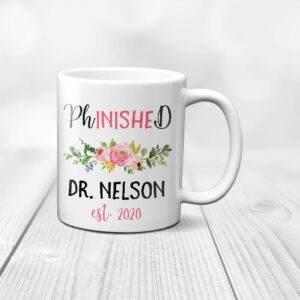 CANARY ROAD PhinisheD Coffee Cup | PhD Graduation Mug | Personalized PhD Gift | PHd Graduation Gift | Phinally Done | PhD Present