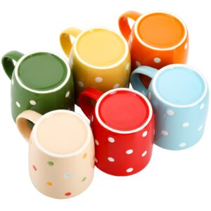 Elsjoy 6 Pack Polka Dot Coffee Mugs, 12 Oz Ceramic Coffee Mugs Colorful Porcelain Mug Set for Coffee, Tea, Milk, Hot Chocolate