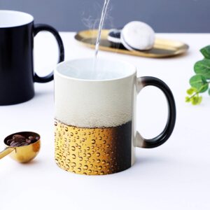 Heat changing coffee mug.Cuunumu.Color changing mug-add hot liquid and beer will appear.12oz funny coffee ceramics mug-creative gift choice for kids and friends(beer)