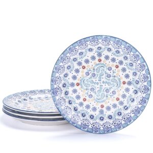 bico blue talavera salad plates set of 4, ceramic, 8.75 inch, microwave & dishwasher safe
