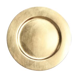 usa party flower 13 inch elegant hand brushed finish plastic charger plate set of 12 (gold)