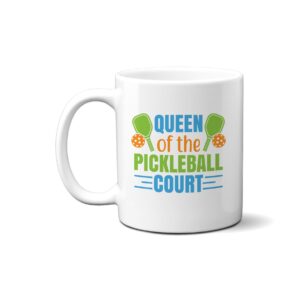 CANARY ROAD Queen of the Pickleball Court Mug | Pickleball Accessories | Gift For Grandma | Gifts For Her | Mothers Day Gift | Unique Mom Gift | Gift for Pickleball Player | Pickleball Player Mug