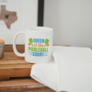 CANARY ROAD Queen of the Pickleball Court Mug | Pickleball Accessories | Gift For Grandma | Gifts For Her | Mothers Day Gift | Unique Mom Gift | Gift for Pickleball Player | Pickleball Player Mug