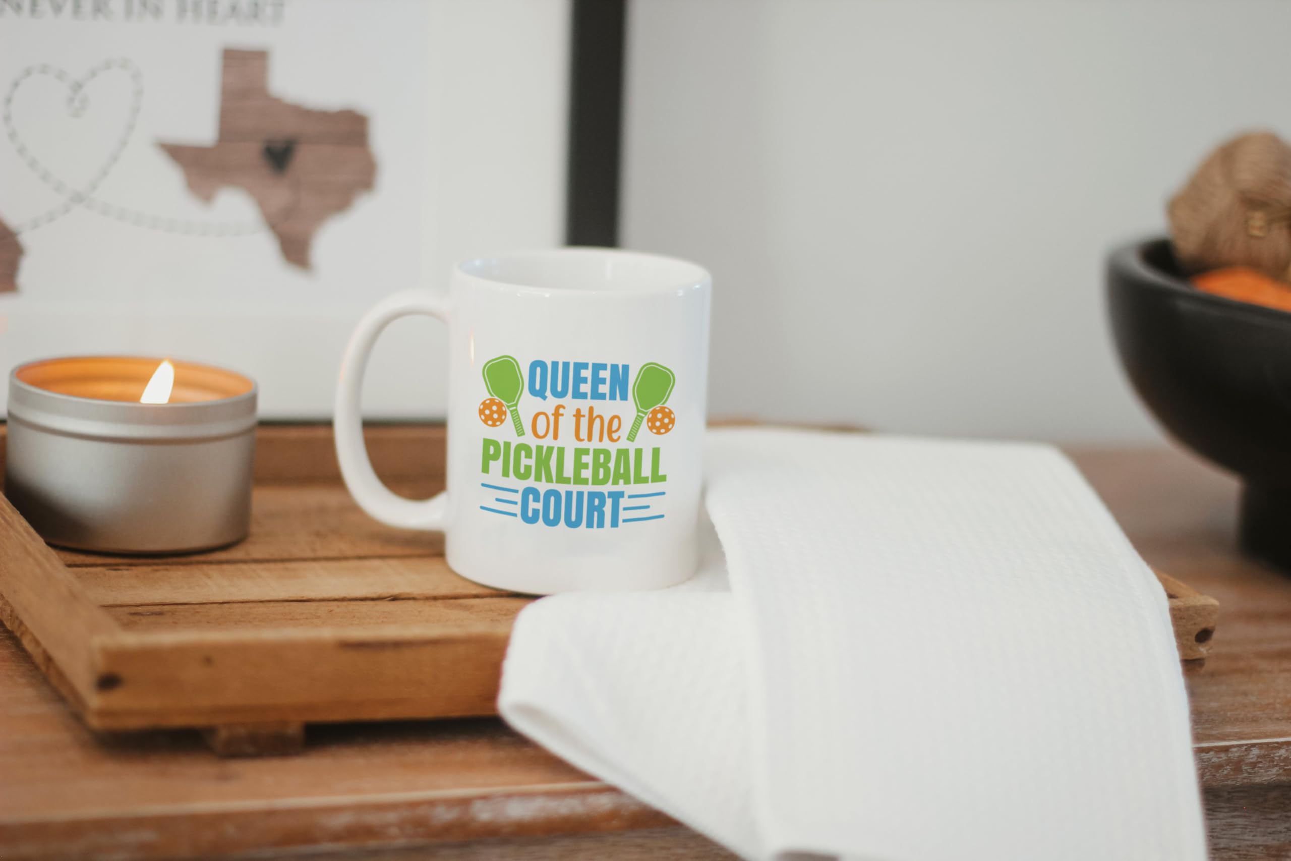 CANARY ROAD Queen of the Pickleball Court Mug | Pickleball Accessories | Gift For Grandma | Gifts For Her | Mothers Day Gift | Unique Mom Gift | Gift for Pickleball Player | Pickleball Player Mug