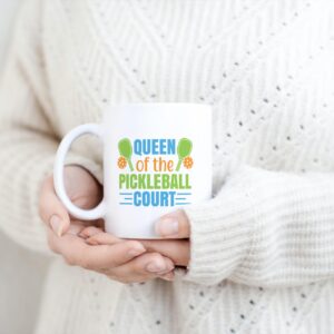 CANARY ROAD Queen of the Pickleball Court Mug | Pickleball Accessories | Gift For Grandma | Gifts For Her | Mothers Day Gift | Unique Mom Gift | Gift for Pickleball Player | Pickleball Player Mug