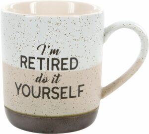 pavilion gift company large 15 oz stoneware coffee cup mug i'm retired do it yourself, 15oz, grey