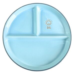 cocome round smile sun ceramic porcelain divided dessert salad plate dinner plate - 8 inch (1, blue)