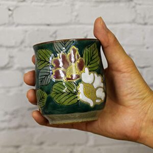 Japanese Yunomi Tea Cup Camellia KUTANI YAKI(ware)